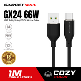 GADGET MAX GX24 66W USB TO TYPE C 6A MAX COZY SILCONE CABLE (6A )(1M) - BLACK